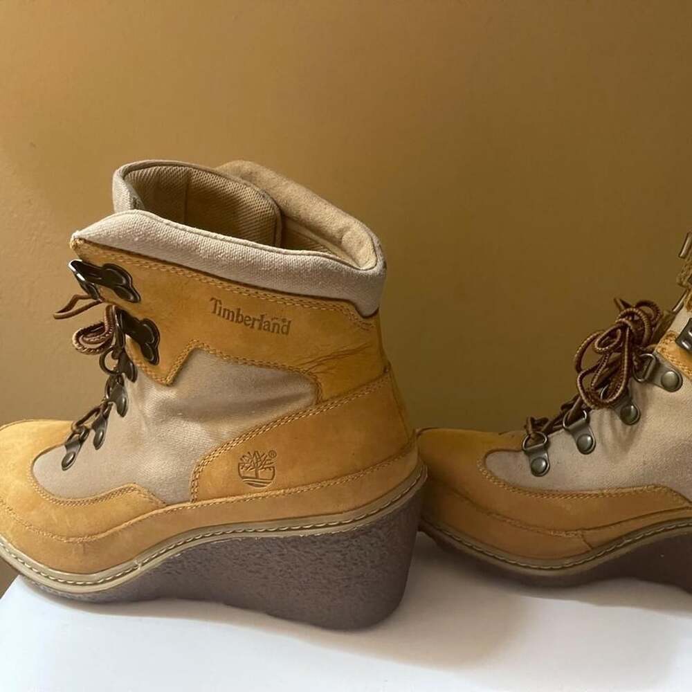 Timberland Wedge Hiking Boots Size 7 Tan Brown